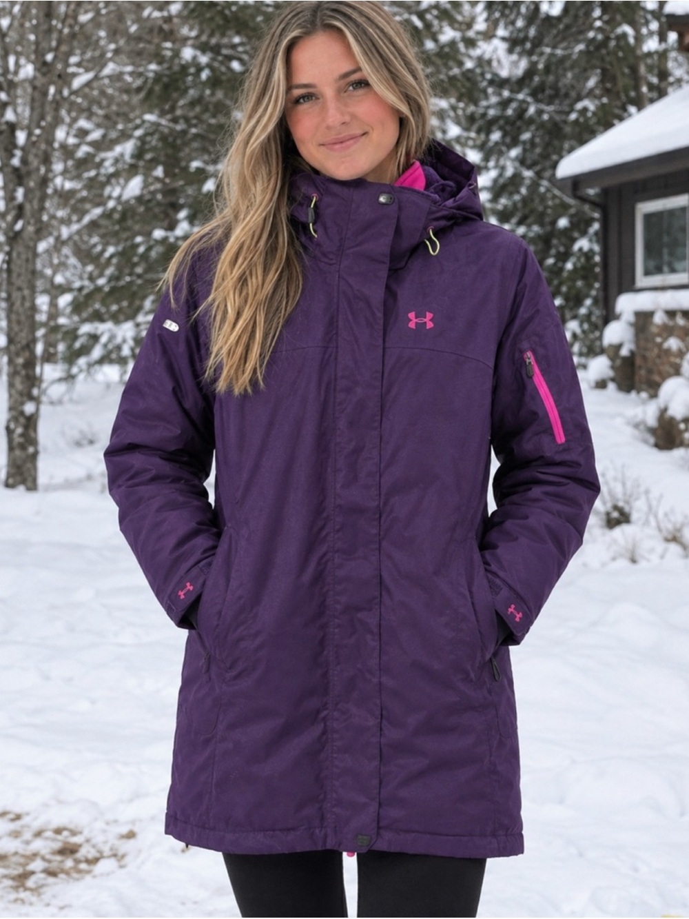 Under Armour Purple Ski Jacket with Pink Accents